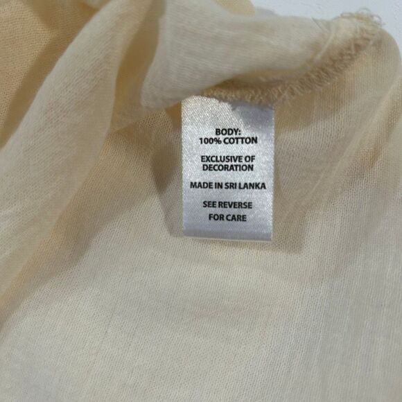 Spartina 449 Embroidered Boho Tunic Top Cream Rust Paisley V Neck Long Sleeve Me - Picture 5 of 6